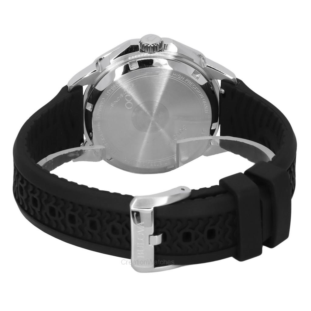 BULOVA Marine Star Черный силиконовый ремешок желтый циферблат Precisionist кварцевые дайверские часы 200M 96B431 мужские