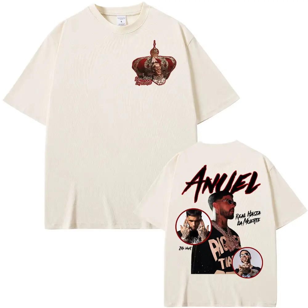 2026 New Summer Anuel AA Real Hasta La Muerte Graphic Tshirt Unisexs Retro Hiphop Pop Tshirt Loose 100 Cotton Tshirt