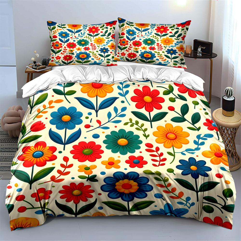 "Floral Pattern Three-Piece Set" Multiple sizes kid's and adults' bedroom Exquisite 3PC bedding set gift