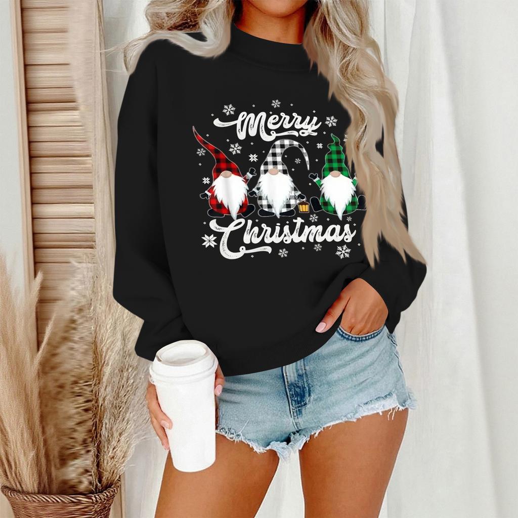 Women's Casual Fashion Round Neck Long Sleeve Christmas Printed Sweatshirt