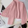 Осенний женский укороченный пиджак с длинными рукавами и лацканами, двубортный однотонный приталенный костюм, пальто, уличная одежда