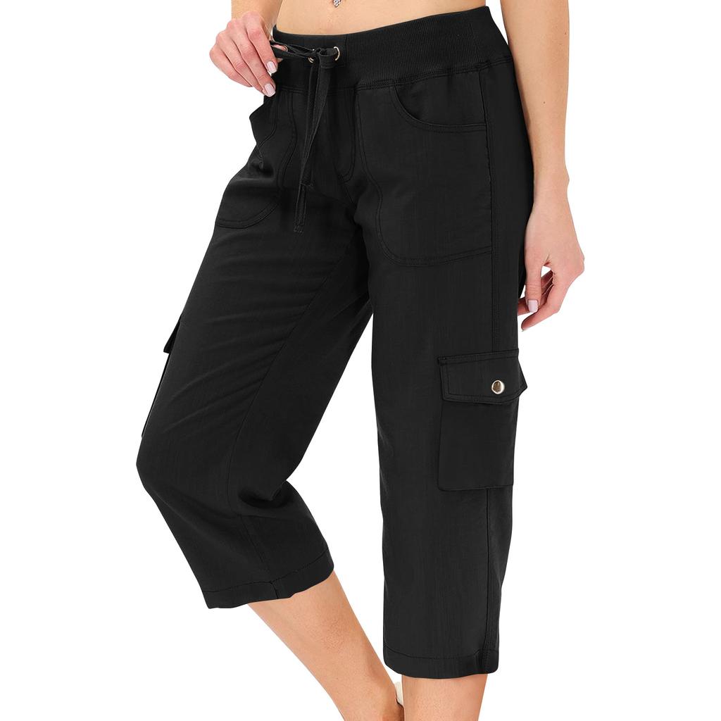 Womens Capris With Pockets Loose Fit Casual Pants Dressy Lightweight Ladies Baggy Cargo Pants For Hiking