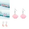 Stylish Pink Resin Earrings Set With White Cloud Duck And Dice Design For Women