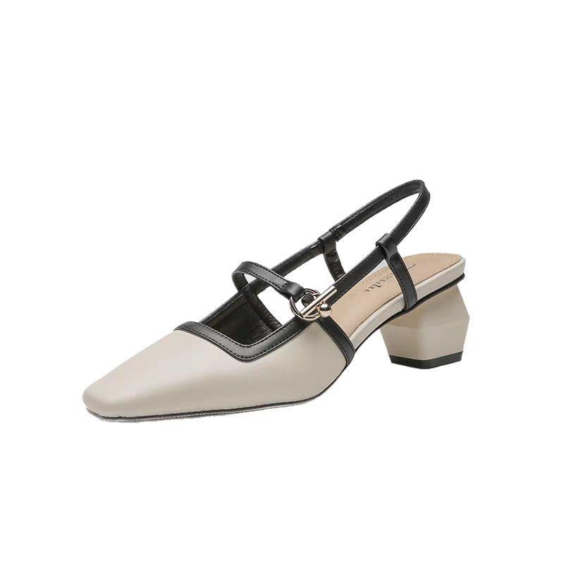 2025 весна и лето внешнеторговая новая сумка сандалии на каблуке женские модные универсальные с квадратным носком с открытой пяткой одинарные туфли сказочные туфли