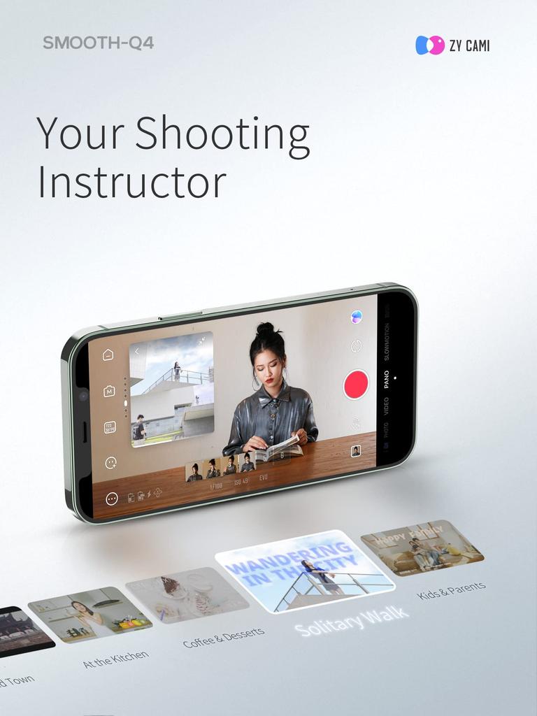 ZHIYUN SMOOTH Q4 Стабилизатор для смартфона с функцией расширения изображения, портативный мини, совместимый со стабилизатором по 3 осям, складной, стабилизация, встроенная штанга,