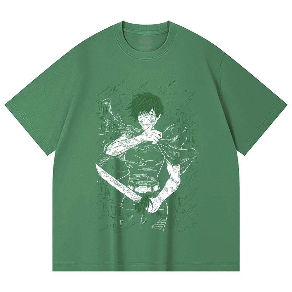 230 Gsm 100% Cotton Jujutsu Kaisen V10 Maki Print Unisex Heavy Cotton T Shirt