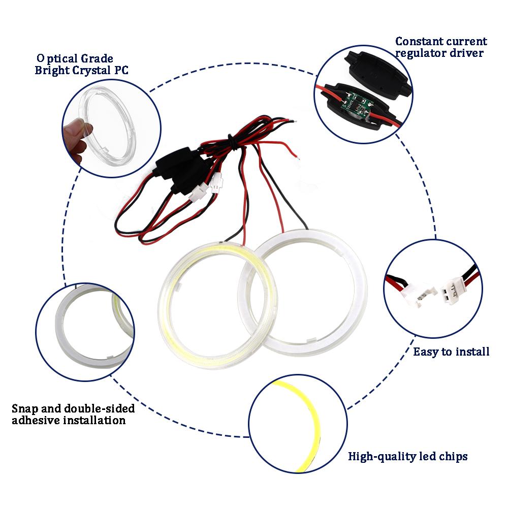 2P Angel Eyes 12V Halo Ring 60mm 70mm 80mm 90mm 100mm 110mm 120mm for Car Snowbike Headlight Fog Light Red Green Blue White
