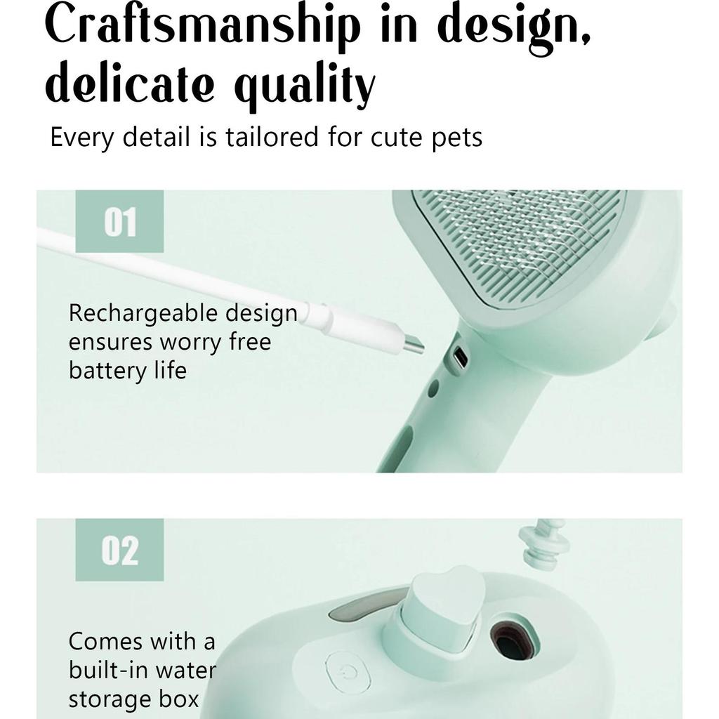 Расческа для собак Паровая массажная щетка для питомцев Круглая головка Зубья Спрей Удаление шерсти для кошек Собак Аксессуары