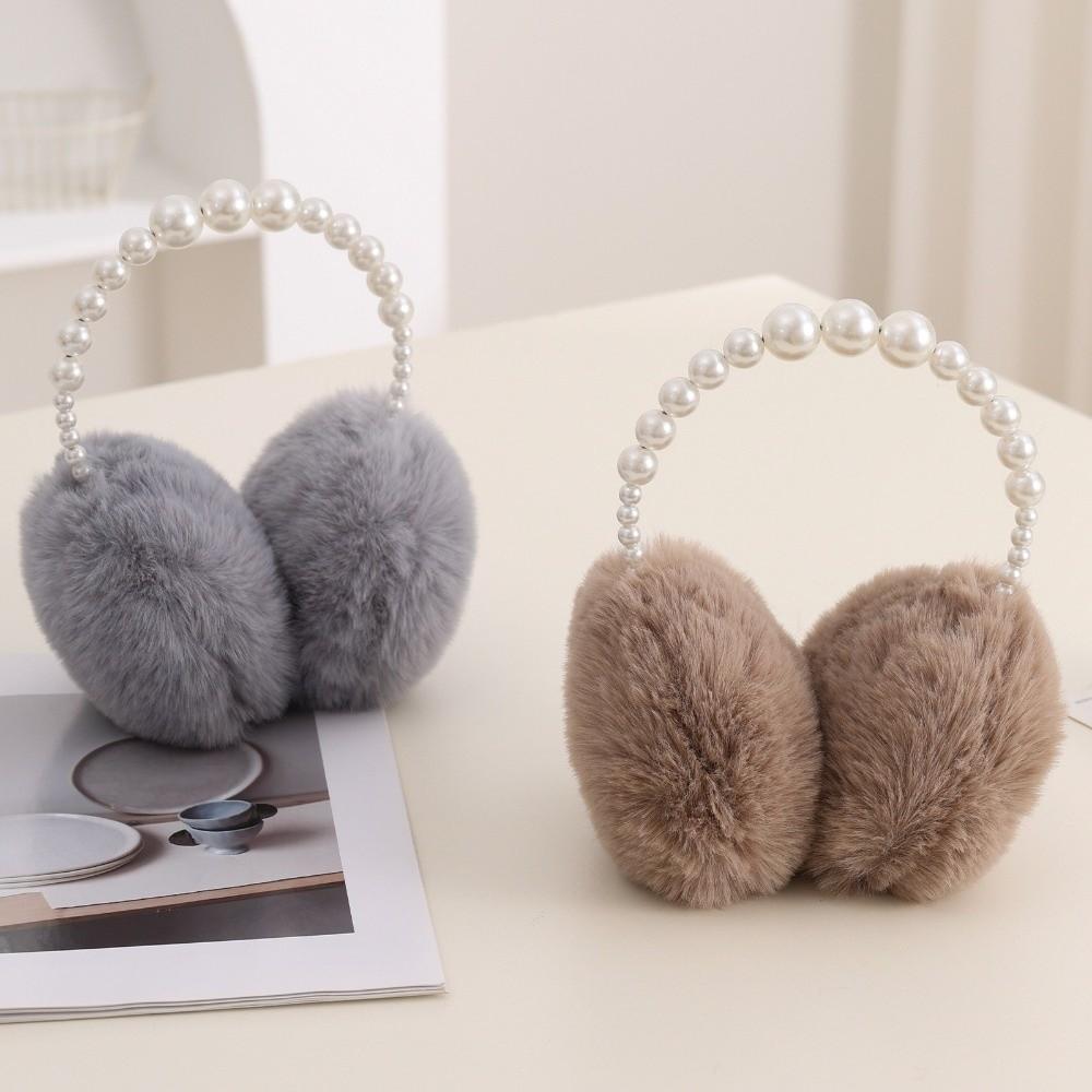 Soft Plush Ear Covers Anti-rabbit Fur Pearl Ear Protect Fashion Ear Muffs Women