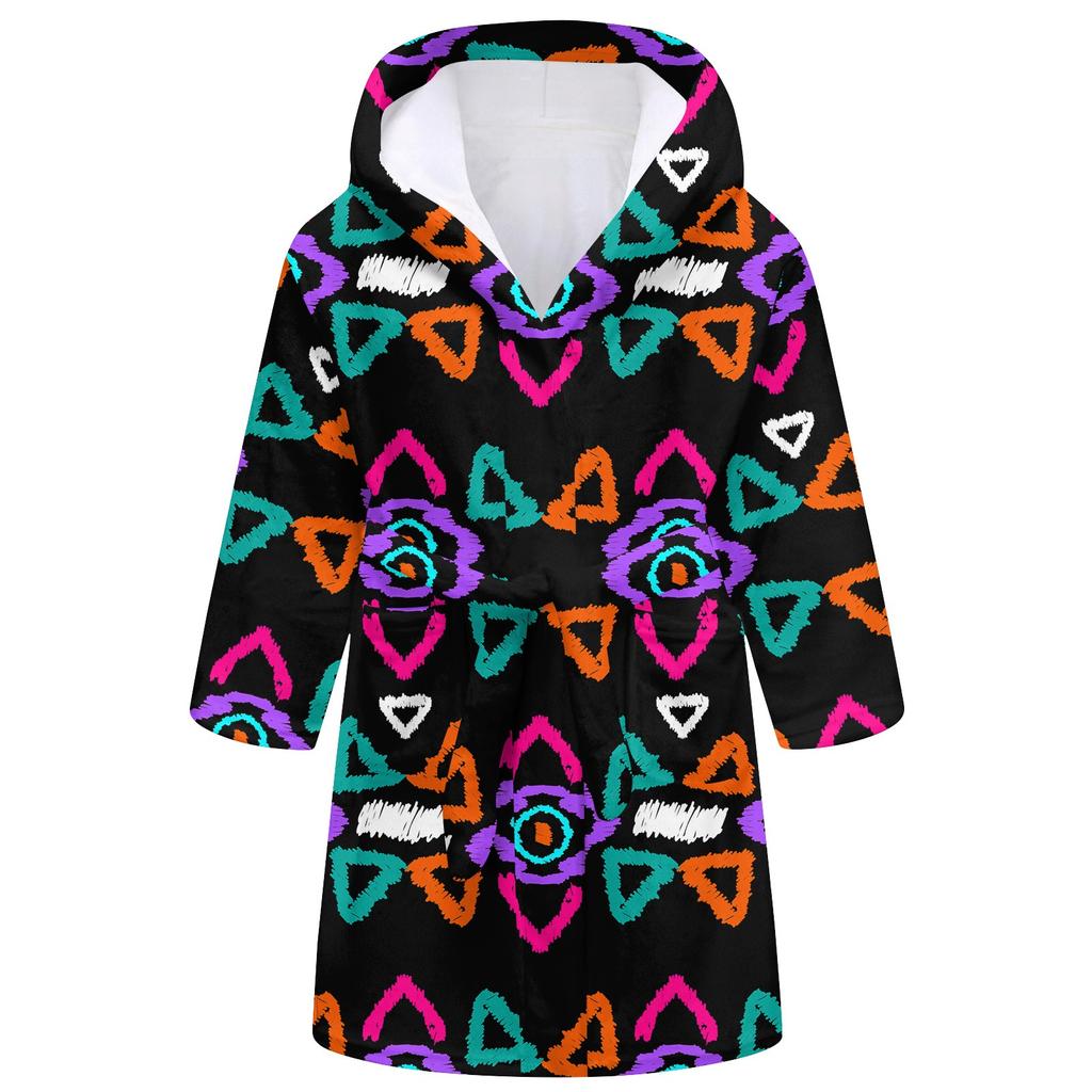 Children's Long Bathrobe Printed Flannel Pajamas