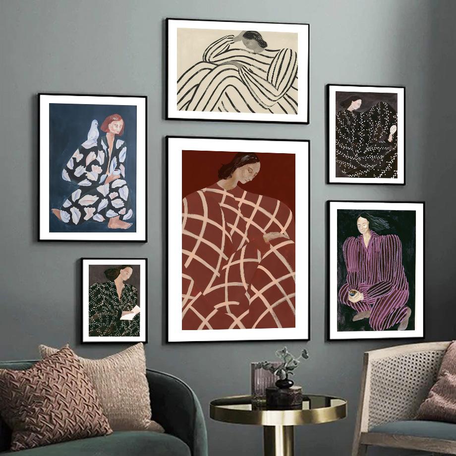 Scandinavian Poster and Prints, Abstract Lines, Geometric Curve, Modern Wall Painting On Canvas for Girls, Wall Paintings for Living Room Decor