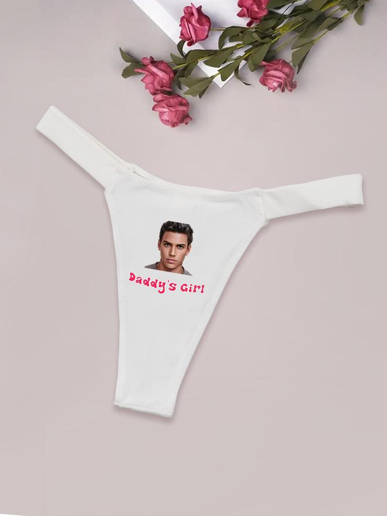 Женские сексуальные трусики-стринги с индивидуальным принтом в виде портрета, удобные трусики-стринги с низкой талией