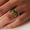 Кольцо из нержавеющей стали с золотым покрытием, металлическое, богемное, с зеленым камнем, для женщин, модное, регулируемое, открытое, ювелирное, подарки на день рождения