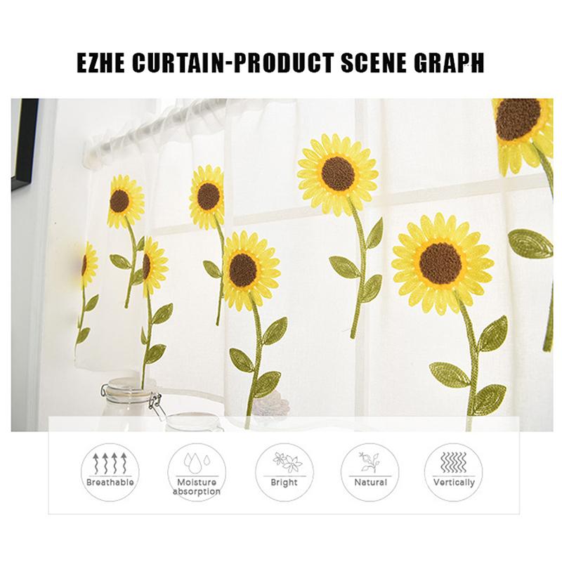 Half Window Short Sheer Curtains Elegant Lace Floral Pattern Ideal Housewarming Gift for Kitchen Bathroom Window Decoration
