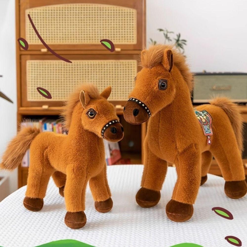 Simulation Pony Plush Toys Long Mane Cartoon Horse Stuffed Toy Room Decoration