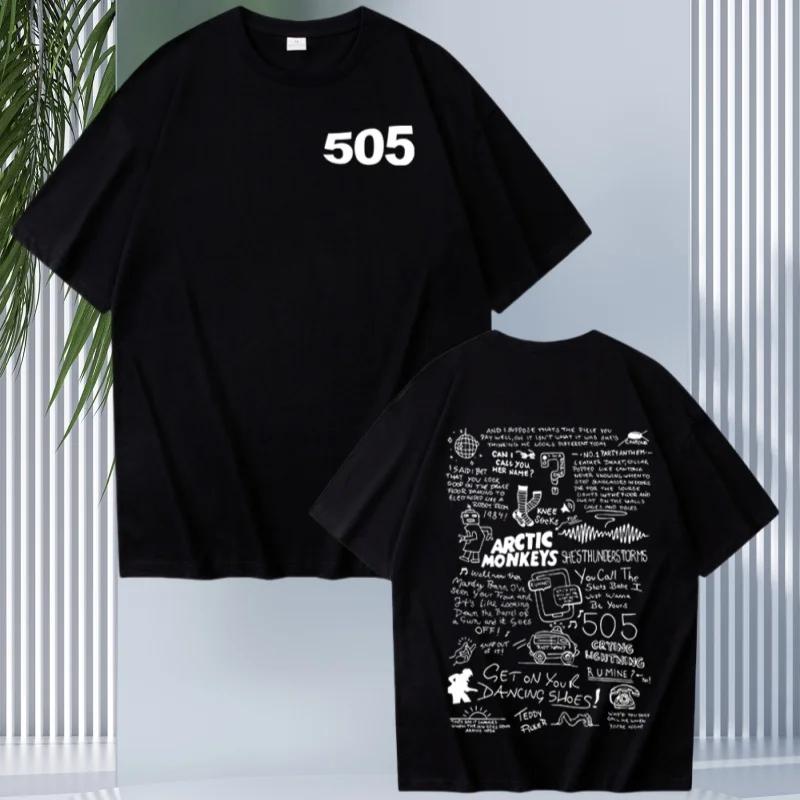 Новая Хлопковая Рубашка 505 Музыкальная Рубашка Arctic Monkey Мерч Arctic Monkey Подарок для Фанатов Arctic Monkey Рубашка с Круглым Вырезом с Коротким Рукавом - Я...
