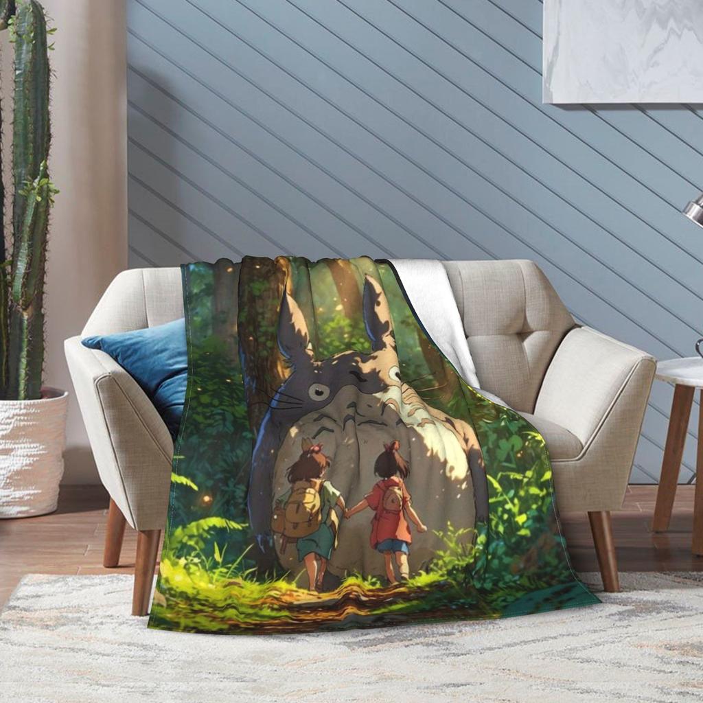 Super Soft Susuwataris Anime Movie TTotoroes Throw Blanket Premium Fleece Flannel Bed Blanket Cozy Plush Blankets All Season