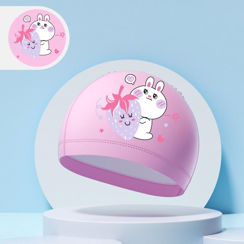 Детские шапочки для плавания для мальчиков и девочек, детская милая шапочка для плавания с героями мультфильмов, высокоэластичная водонепроницаемая шапочка для защиты ушей из искусственной кожи