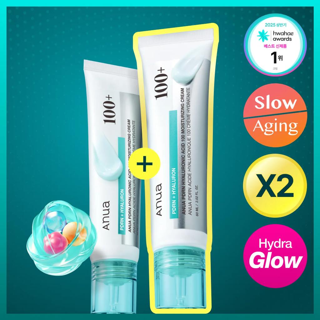 Anua PDRN Hyaluronic Acid 100 Moisturizing Cream Set 60ml*2ea
