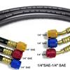 Rubber Charging Hose Set Fluoridation Detection SAE Standard Refrigerant Charging Hoses 4000psi Burst Pressure