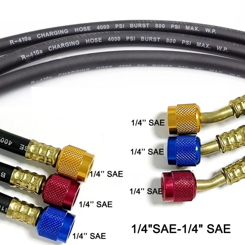 Rubber Charging Hose Set Fluoridation Detection SAE Standard Refrigerant Charging Hoses 4000psi Burst Pressure