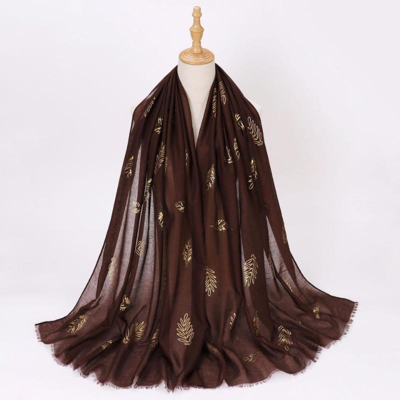 Ethnic Style Gold Foil Printed Scarf Soft Polyester Women S Fashion Scarf