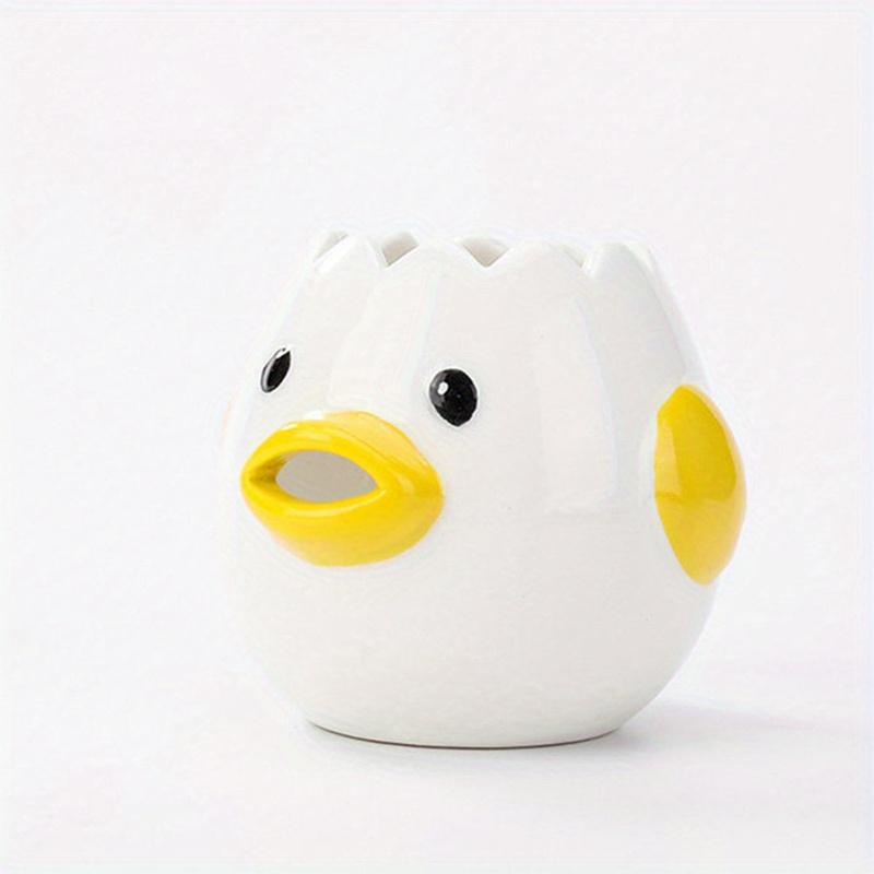 1Pc Cute Chicken Ceramic Egg Separator - Creative Egg Yolk with Protein Filter, Baking Kitchen Gadget