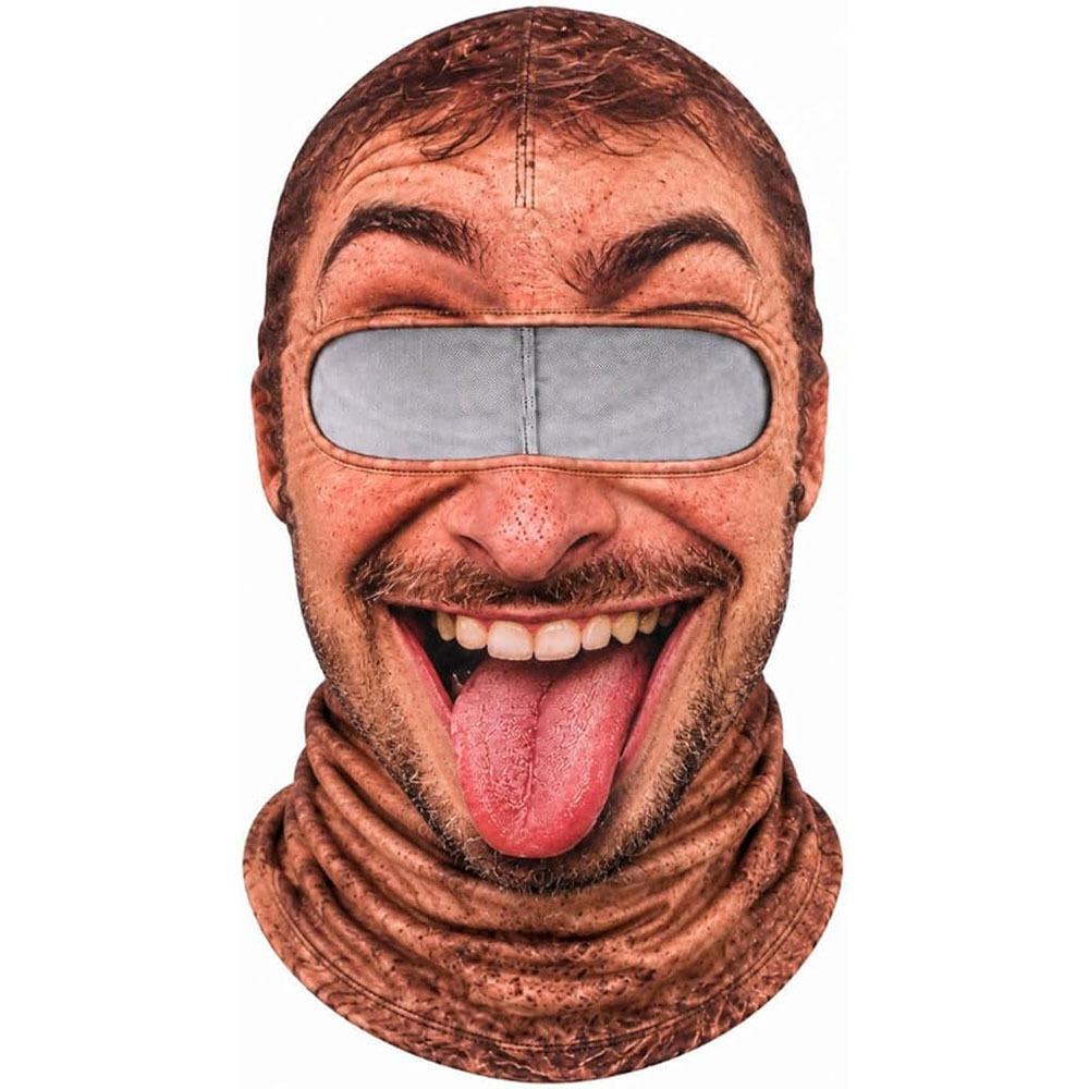 White Mustache Old Man Balaclava Face Mask 3D Face Printed Funny Ski Mask Novelty Headwear For Men