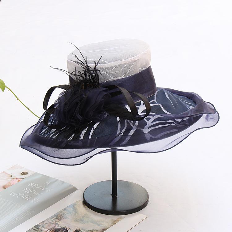 New breathable organza hat women's summer travel sunscreen visor casual fashion flower beach hat