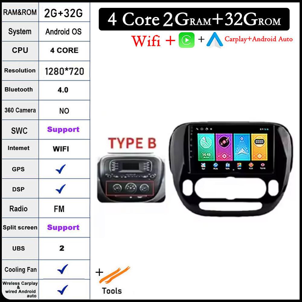 Android 14 для Kia Soul 2 2013-2019 Автомобильный радиоприемник Мультимедийный проигрыватель GPS Навигация DSP Экран