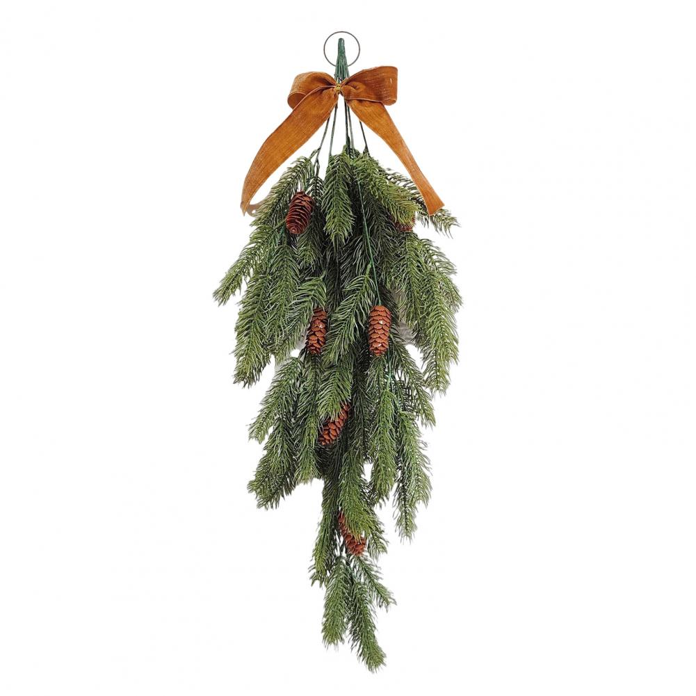 Elegant Holiday Swag Indoor Outdoor Holiday Decoration Festive Christmas Teardrop Swag with Pine Branches Faux Pine for Indoor