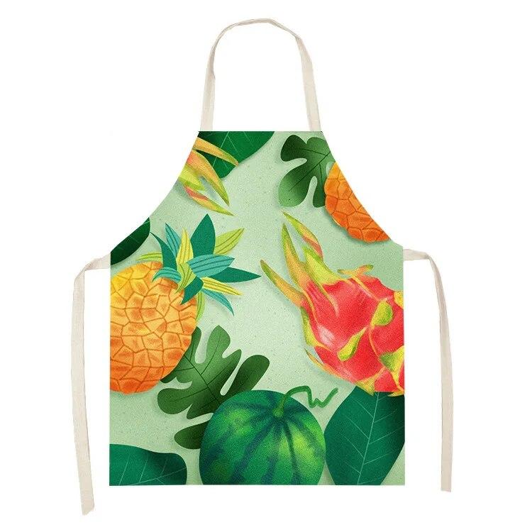 Фартук для приготовления пищи и выпечки. Фартук со свежими фруктами и клубничным узором. Льняной фартук без рукавов для родителей и детей. Фартук для уборки дома.