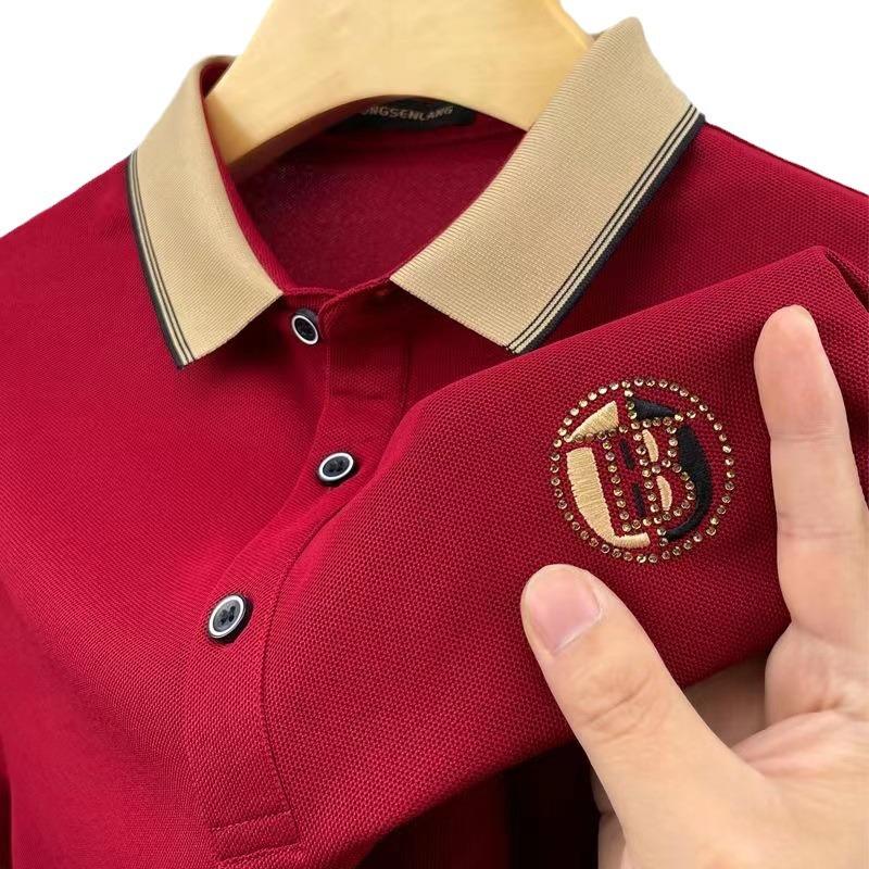 Мужская рубашка поло, летняя свободная хлопковая рубашка поло с коротким рукавом и вышивкой в ​​полоску