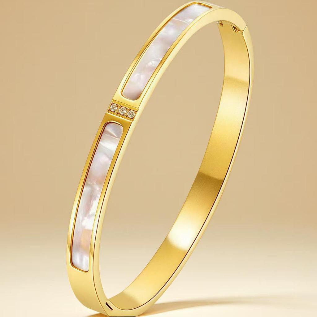 Elegant Roman Numeral Intertwined Titanium Steel Bracelet for Women - Diamond Inlaid, Double Layer, Colorfast Jewelry