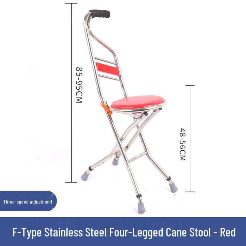Multi-functional Anti-slip Folding Cane Stool for Elderly – Lightweight and Four-legged Chair for Outdoor Walking