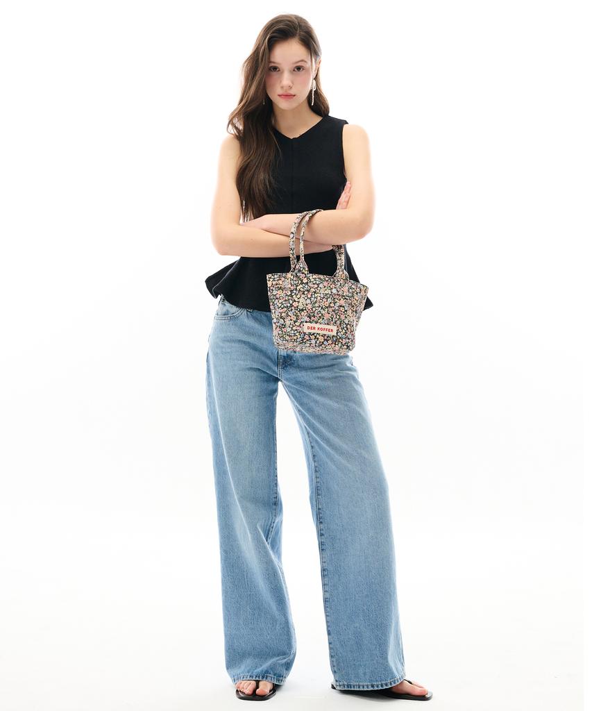 Чемодан-сумка Shopper Vintage [Цветок-Черный]-Мини