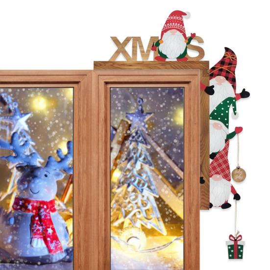 Door Corner Decoration Wood Christmas Faceless Old Man Corner Ornament Colorful Gnome Festive Decor Corner Ornament for Mirror Cabinet Furniture