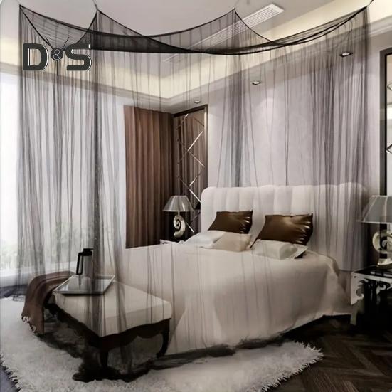 Двуспальная кровать москитная сетка мелкий сетчатый балдахин дышащий 4 угловой летний занавес для кровати для внутреннего и наружного использования в семейном общежитии