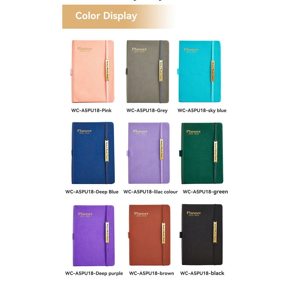 With 2 Pieces Stickers Hardcover Calendar A5 Size Weekly & Monthly Planner  Students