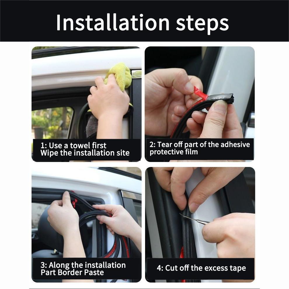 Car Door Seals Double-Layer Auto Weatherstrips Soundproof Waterproof Rubber Car Sealing Strip Universal For SUV Car Door Trunk Hood