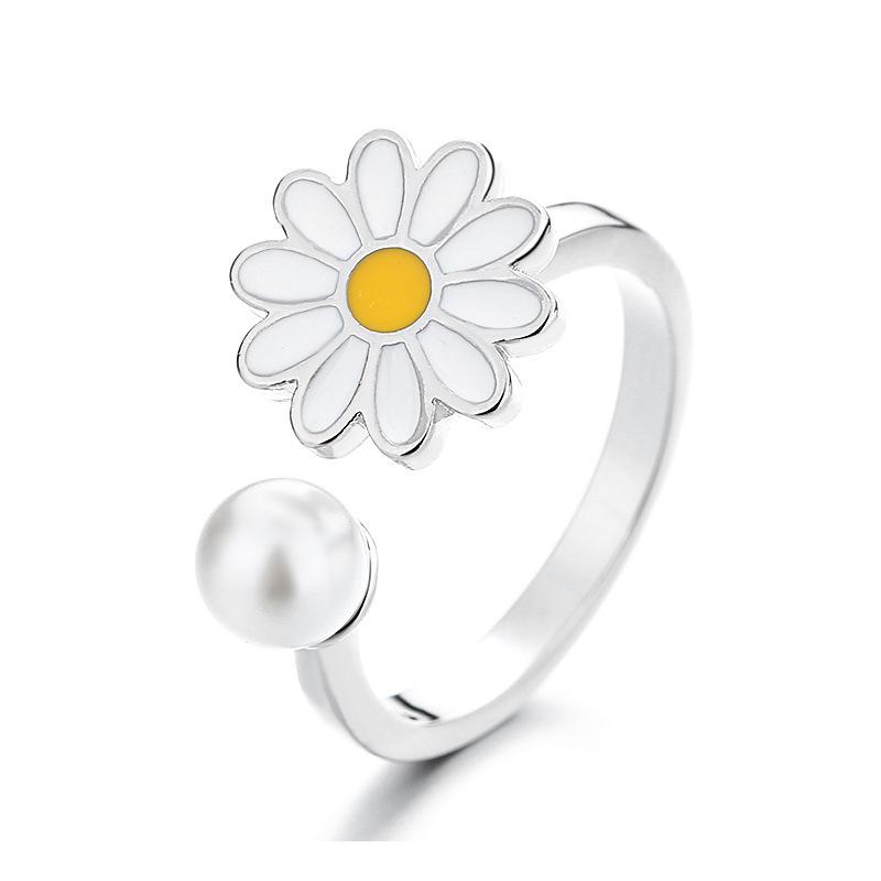 Rotatable Daisy Flower Adjustable Open Ring - Decompression Women's Jewelry