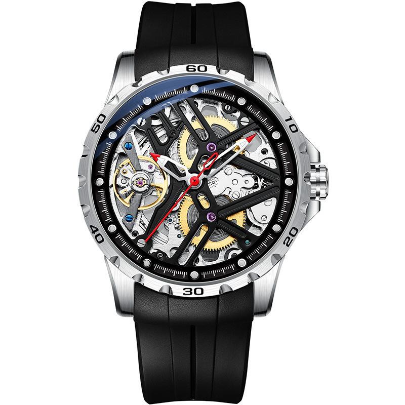 AILANG новые часы полые полностью автоматические механические часы водонепроницаемые мужские часы силиконовая лента