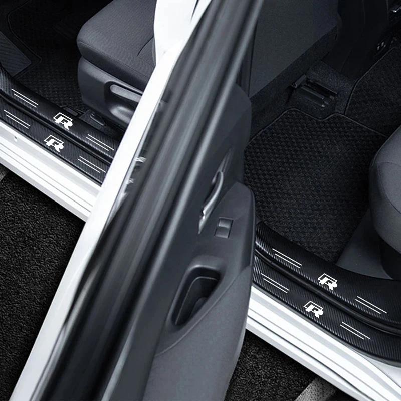 2026 Hot Sticker High-quality Carbon Fiber Car Door Sill Protector Sticker For Volkswagen R Golf Tiguan Jetta Transporter Passat