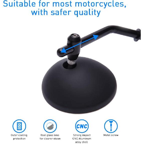 DREAMIZER 3" Зеркала на руль мотоцикла Черные Круглые Зеркала заднего вида Боковые Зеркала Универсальные 8 мм 10 мм Совместимые со Sportster 883 1200 Softail Dyna ATV