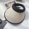 Sweet Sun Protection Straw Hat Practical Large Eaves Visors Beach Hat Uv Protection Women Empty Top Ponytail Hats