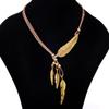 2PCS Leaf Feather Pendant Rope Chain Tassels Women Necklace Statement Necklace Women
