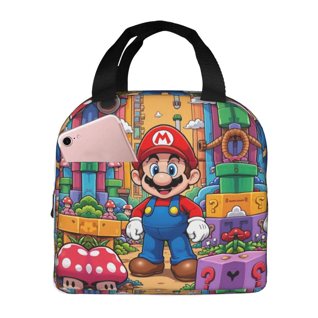 Custom M-Marioed Insulated Lunch Tote Bag for Women Men Cartoon Portable Thermal Cooler Food Lunch Box Outdoor Camping Travel