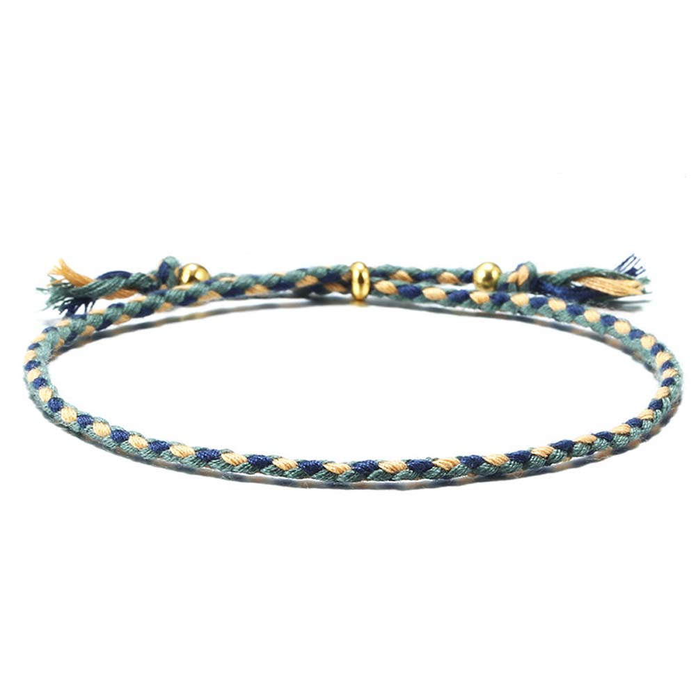 Copper Bead Girls Colorful Polyester Thread Fashion Accessories Braid Hand Rope Woven Bracelet