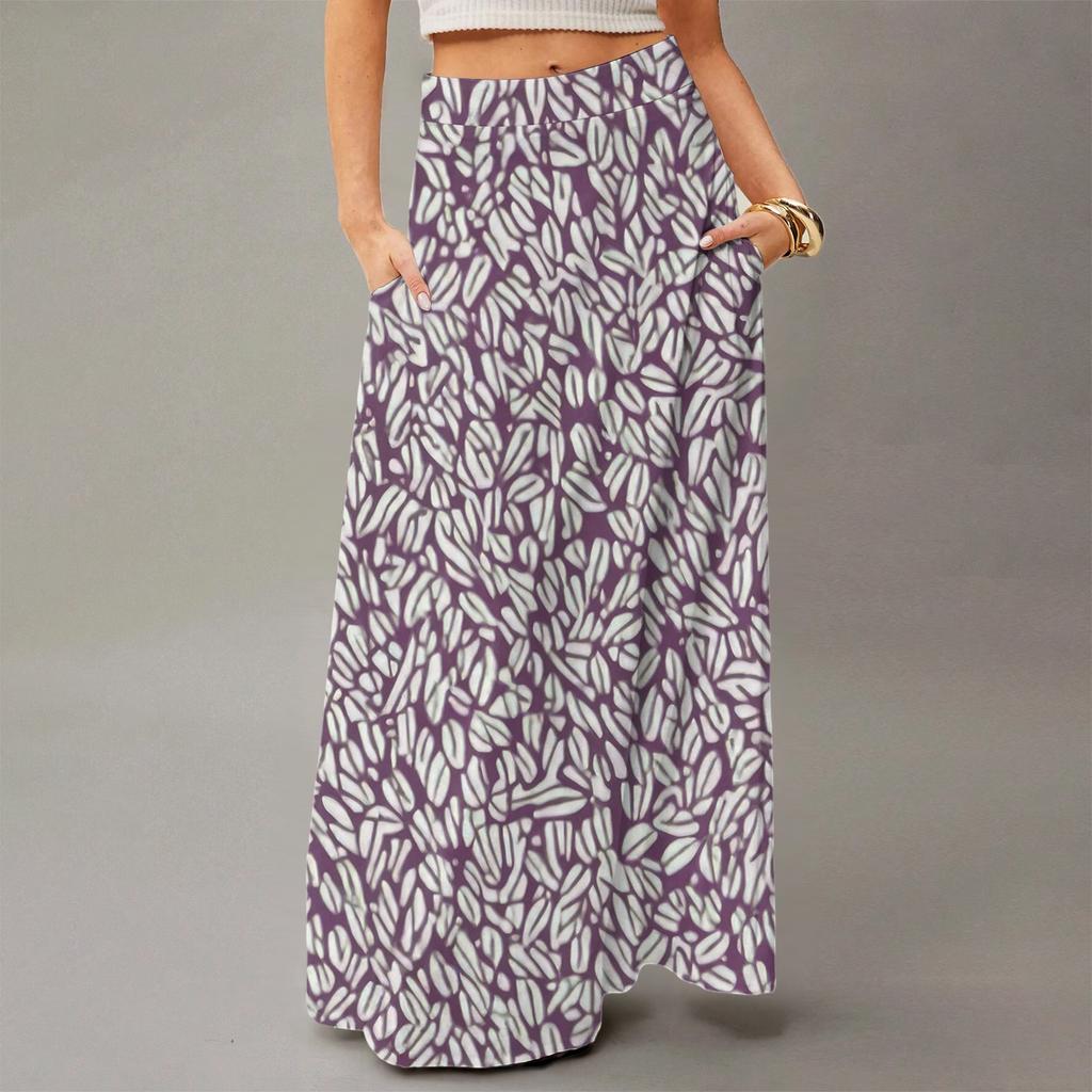 Женское струящееся платье макси, обычная повседневная юбка в стиле бохо с цветочным принтом