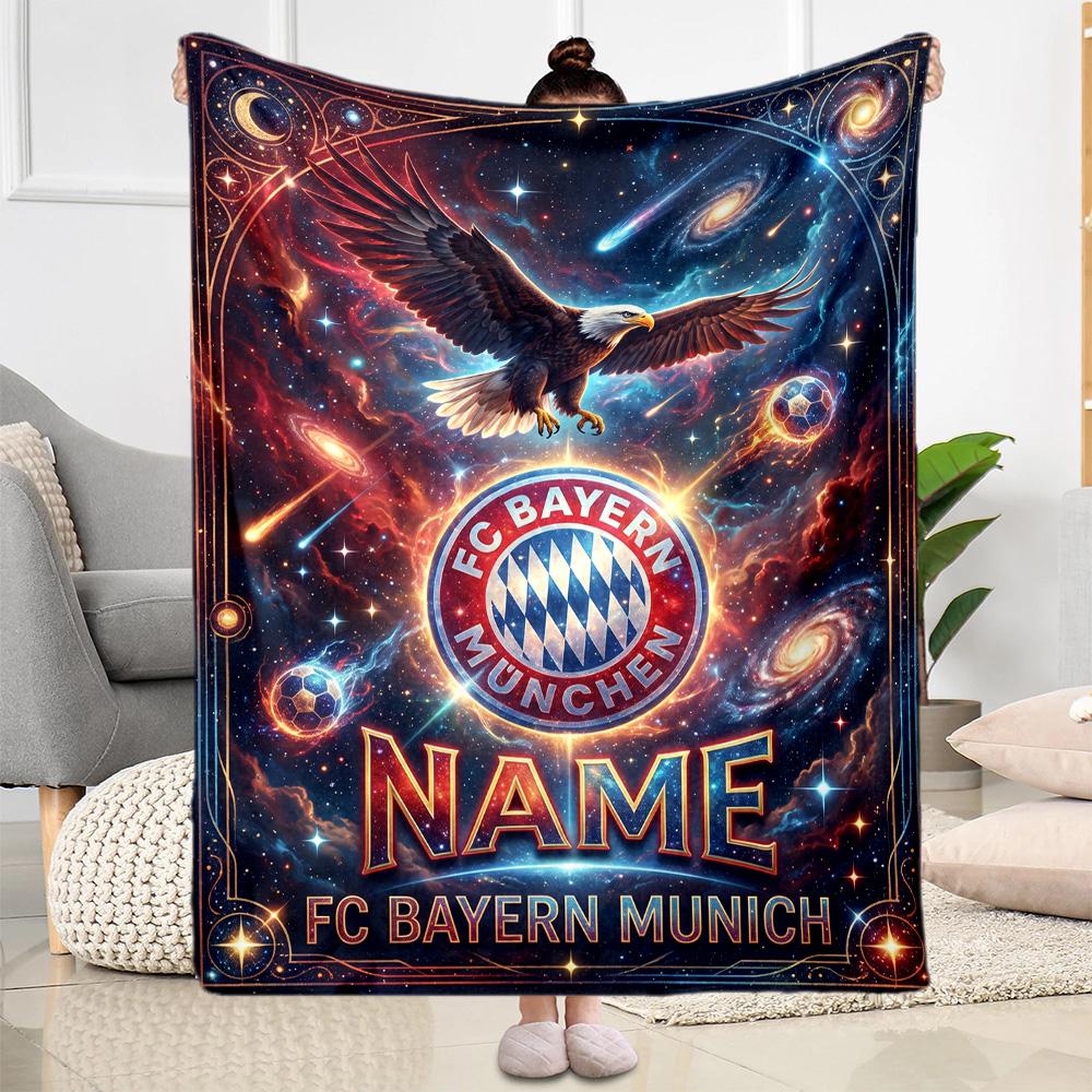 Bayern Munich Galaxy Fan Art Customize Your Name Blanket Throw Customizable Blanket Durable Comfort Suitable for Picnics Office Chair Seaside